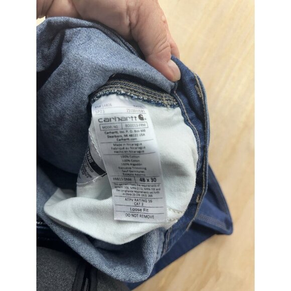 Carhartt Painter Jeans Big Man 48x30 Blue Denim Cat 2 2112 Fire Resistant - Picture 2 of 5